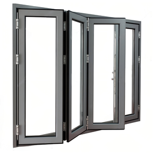 Aluminum Alloy Double Glass Sliding Folding Door With Screen