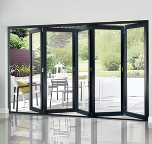Bi Fold Aluminum Modern Double Tempered Glass Exterior Patio Folding Doors