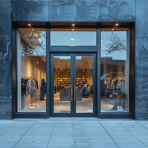 Commercial Storefront Aluminum Frame Tempered Glass Door