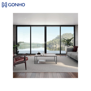Custom One Panel Aluminum Alloy Waterproof Sliding Door with Double Tempered Glazing Brown Patio Door