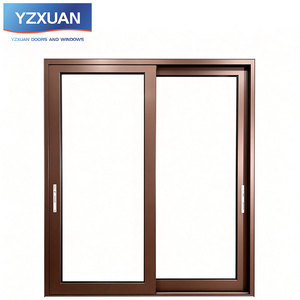 Coffee Brown Thermal Break Aluminum Sliding Door Double Tempered Insulated Glass