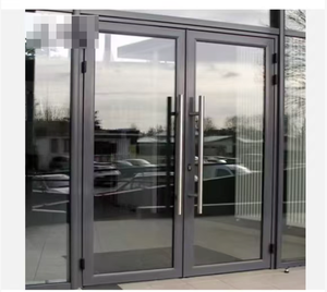Custom Made Modern French Waterproof Glass Partition Doors Finished Aluminum Outdoor Hinged Entry Doors