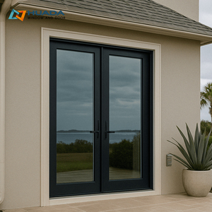 Custom Aluminum French Glass Swing Doors Soundproof Hurricane Impact