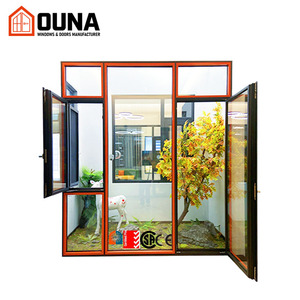 OUNA New Arrival Aluminum Window House Tilt And Turn Window Frame Hurricane Impact Proof NOA Slim Frame Casement Windows